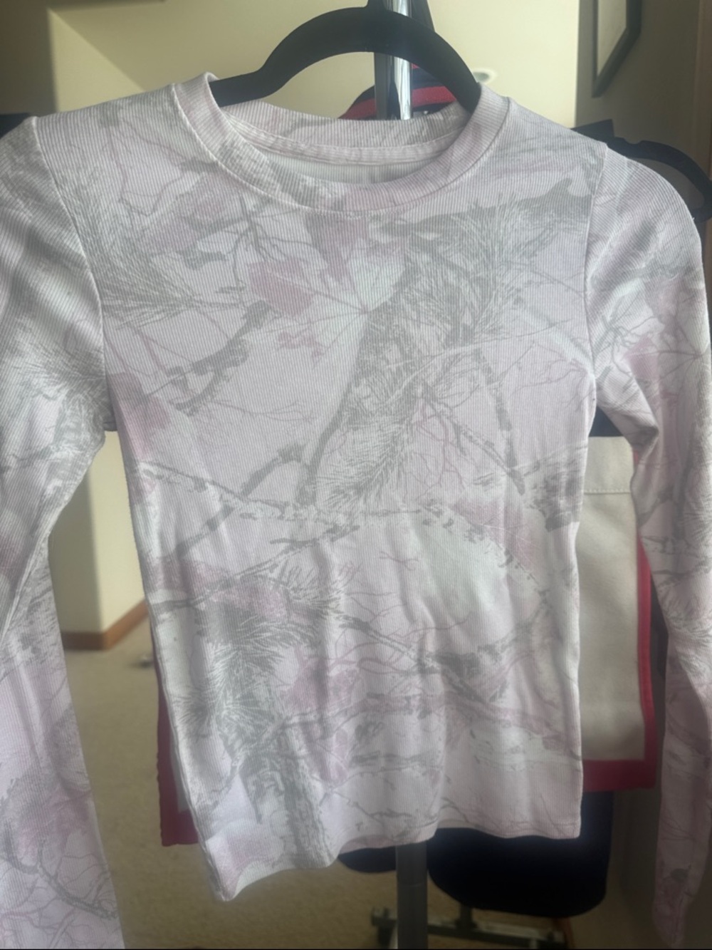 Hollister Pink & Gray Camouflage Long-Sleeve Tee